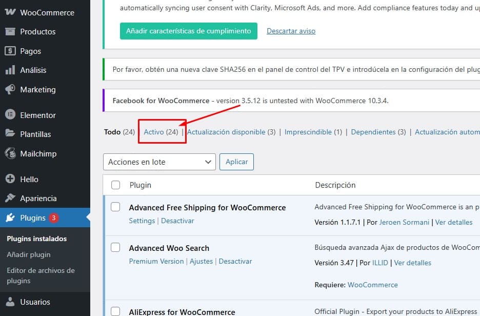 Plugins activos tema wordpress blog alfonsoprim.es